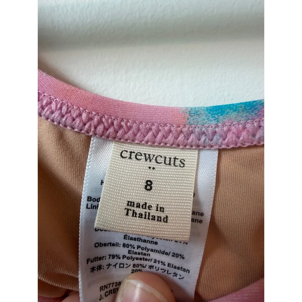 Crewcuts Girls Tie Dye Cutout One Piece Swimsuit Pink Blue Size 8 J.Crew